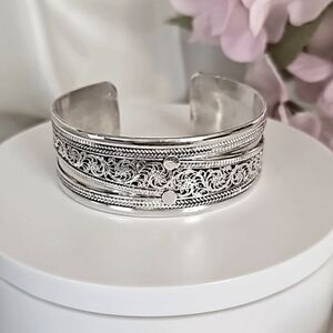Sterling Silver Wide Cuff Bracelet Heavy! 39 Grams!